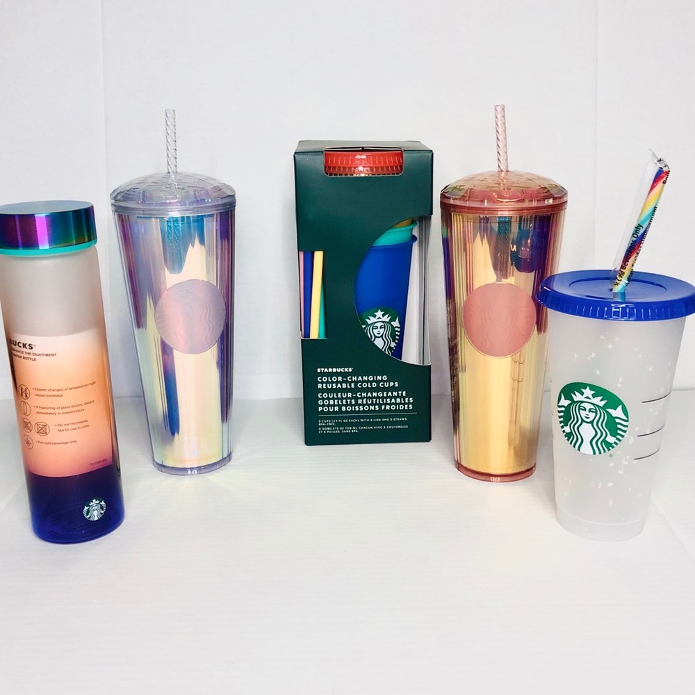 Starbucks iridescent confetti  color changing cups
